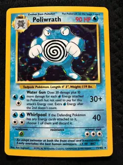 Poliwrath 13/102 Holo Rare Base Set Unlimited Pokemon 1999 WOTC Vintage - NM - Image 1