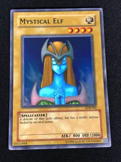 Yugioh Mystical Elf LOB-062 Super (NM) - Image 1