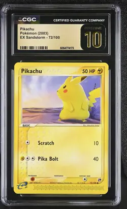 CGC 10 PRISTINE Pikachu 2003 EX Sandstorm 72/100 Pokemon Card - Image 1