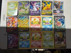Pokemon Cards Jumbo LOT of 15 Mewtwo Holo Pikachu Bulbasaur Squirtle Bundle - Image 1