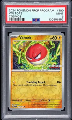 2024 POKEMON PROFESSOR PROGRAM PROMOS COSMOS #100 VOLTORB PSA 9 - Image 1