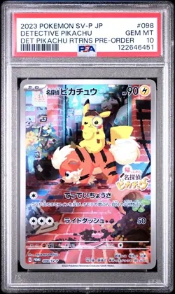 2023 POKEMON JPN SV-P PROMO #098 DETECTIVE PIKACHU PSA 10 - Image 1