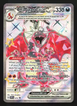Pokemon Charizard ex SVP 074 Paldean Fates Shiny Holo Black Star Promo LP - Image 1