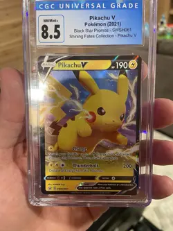 Pokemon CGC Slab Pikachu V 8.5 Swsh 061 Promo Shining Fates - Image 1