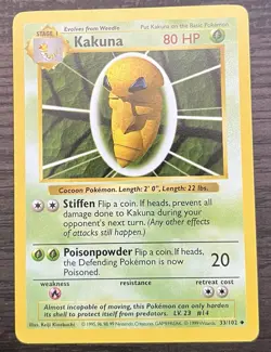 Shadowless Kakuna 033/102 Pokemon TCG WOTC Base Set MINT - Image 1