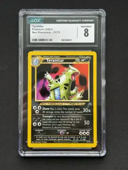 Pokemon TCG Tyranitar Neo Discovery 31/75 Regular Unlimited Rare CGC 8 NM/MINT - Image 1