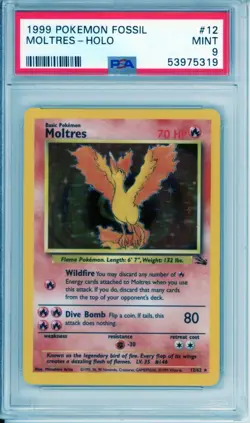1999 Pokemon Fossil Moltres Holo 12/62 - PSA 9 MINT - WOTC Vintage - Image 1