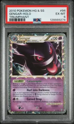 PSA 6 2010 Pokemon Heartgold & Soulsilver Triumphant Prime Gengar 94/102 Holo - Image 1