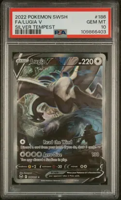 2022 POKEMON SWORD & SHIELD SILVER TEMPEST #186 FULL ART/LUGIA V PSA 10 - Image 1