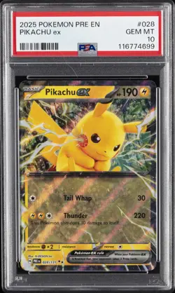 2025 POKEMON PRE EN-PRISMATIC EVOLUTIONS #028 PIKACHU EX PSA 10 - Image 1