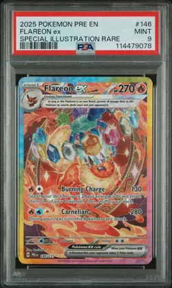 2025 POKEMON PRE EN-PRISMATIC EVOLUTIONS #146 FLAREON EX PSA 9 - Image 1