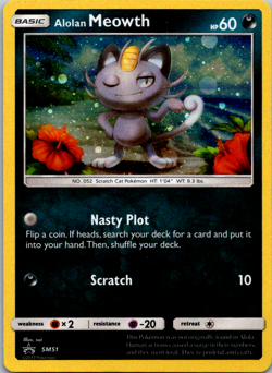 Pokemon TCG Alolan Meowth - SM51 SM Black Star Promo SM51 Holo Promo #SM51 - Image 1