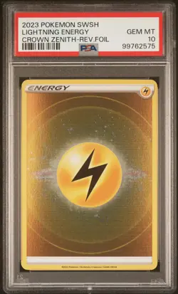 2023 POKEMON SWORD & SHIELD CROWN ZENITH LIGHTNING ENERGY-REVERSE FOIL PSA 10 - Image 1