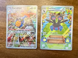 Pokemon Black Bolt White Flare Lot of 2 Illustration Rare’s Karrablast Zweilous - Image 1