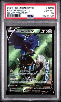 2022 POKEMON SWORD & SHIELD SILVER TEMPEST #TG18 FULL ART/CORVIKNIGHT V PSA 10 - Image 1