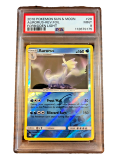 Aurorus Reverse Holo Rare #28 - PSA MINT 9 - 2018 SM Forbidden Light - Pokemon - Image 1