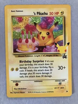 ___’s Pikachu Birthday 24/53 Celebrations 25th Anniversary Pokemon Card - NM - Image 3