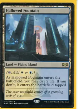 2019 Magic the Gathering Hallowed Fountain Land Plains Island Near Mint - Image 1