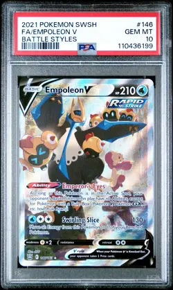 2021 POKEMON SWORD & SHIELD BATTLE STYLES #146 FULL ART/EMPOLEON V PSA 10 - Image 1