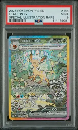 2025 POKEMON PRISMATIC EVOLUTIONS SPECIAL ILLUSTRATION RARE LEAFEON EX PSA 9 - Image 1