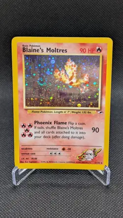 2000 Blaine's Moltres Holo Rare 1/132 Gym Heroes Pokemon Card LP - Image 1