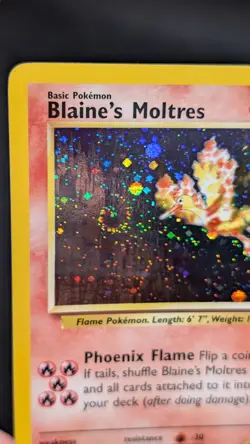 2000 Blaine's Moltres Holo Rare 1/132 Gym Heroes Pokemon Card LP - Image 2