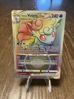 Pokemon TCG Silver Tempest Alolan Vulpix VSTAR Holo Rainbow Rare Card 197/195 - Image 1