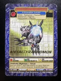 GOLD Holo TEXT MetalTyrannomon BO-145 Digi-Battle Series 3 Digimon Card 2000 MP - Image 1