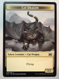 MTG Double Masters 2022 Cat Dragon // Spirit (002) Double-sided Token NM/M - Image 1