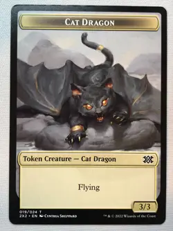 MTG Double Masters 2022 Cat Dragon // Soldier Double-sided Token NM/M - Image 1