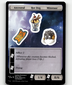 MTG Unfinity Ancestral Hot Dog Minotaur #23 Regular Token - Image 1
