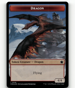 FOIL - MTG - Dragon (0016) Dragon (0017) Doubled-Sided Token - Foundations - Image 1