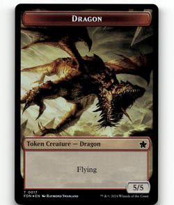 FOIL - MTG - Dragon (0016) Dragon (0017) Doubled-Sided Token - Foundations - Image 2