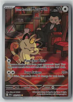 Team Rocket's Meowth 203/182 Pokemon TCG Destined Rivals Holo (Near Mint) NM 1 - Image 1