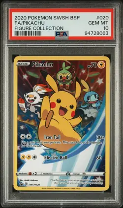 2020 POKEMON SWSH PROMO FIGURE COLLECTION #020 FULL ART/PIKACHU PSA 10 - Image 1