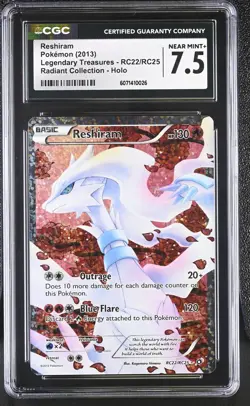 CGC 7.5 Reshiram Legendary Treasures RC22/RC25 Radiant Collection Holo Pokemon - Image 1