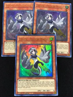 Yugioh Lyrilusc Celestine Wagtail LED8-EN036 1ST ULTRA x3 (NM) - Image 1
