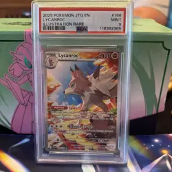 PSA 9 Mint Lycanroc 166/159 Sv09: Journey Together Holo Graded Card - Image 1
