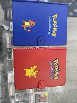Vintage 1999 Red Pikachu, Blue Charmander Pokemon 4-Pocket Card Binder - Image 1