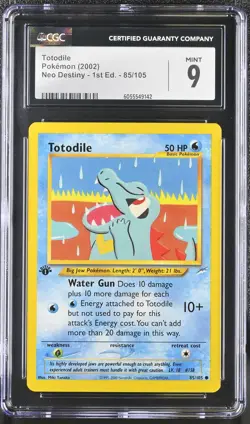 CGC 9 MINT Totodile Neo Destiny 1st Edition 85/105 Pokemon Card - Image 1