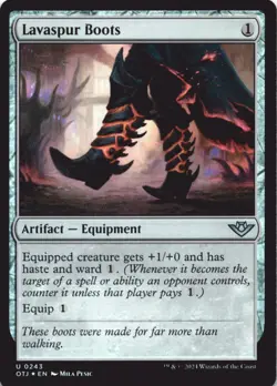 MTG Lavaspur Boots Foil NM Outlaws of Thunder Junction Magic 243 - Image 1