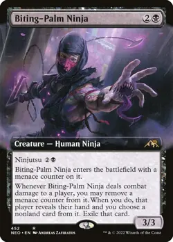 NEO Extended Art BITING-PALM NINJA 1x Rare Magic Kamigawa Neon Dynasty MTG NM - Image 1