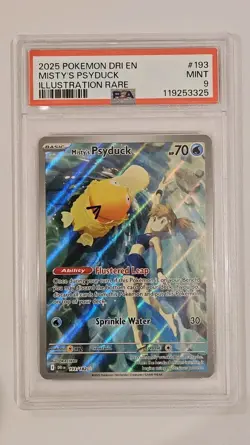 2025 POKEMON-DESTINED RIVALS Illustration Rare #193 MISTY'S PSYDUCK PSA 9 MINT - Image 1