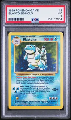 1999 POKEMON BASE SET UNLIMITED #2 BLASTOISE-HOLO PSA 7 - Image 1