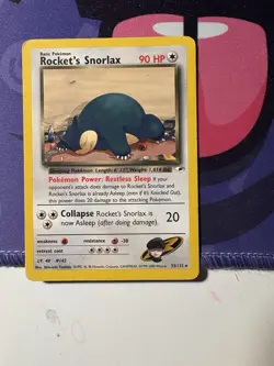 Rocket's Snorlax 33/132 Rare Gym Heroes Pokemon Card - Image 1