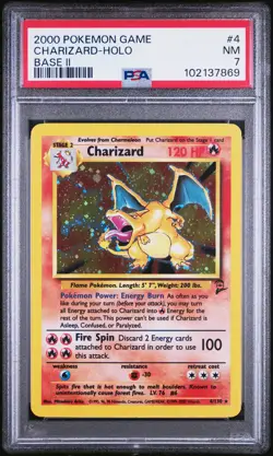 2000 POKEMON BASE SET 2 #4 CHARIZARD-HOLO PSA 7 - Image 1