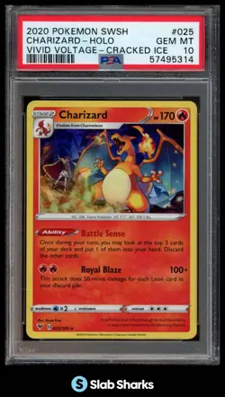 2020 POKEMON SW&SH VIVID VOLTAGE #025/185 CHARIZARD HOLO CRACKED ICE PSA 10 - Image 1