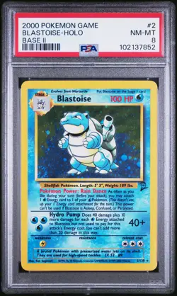 2000 POKEMON BASE SET 2 #2 BLASTOISE-HOLO PSA 8 - Image 1