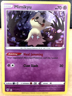 Pokemon Sword & Shield Darkness Ablaze 081 / 189 Mimikyu RARE Cosmos Holo - Image 1