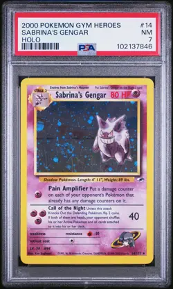 2000 POKEMON GYM HEROES HOLO #14 SABRINA'S GENGAR PSA 7 - Image 1